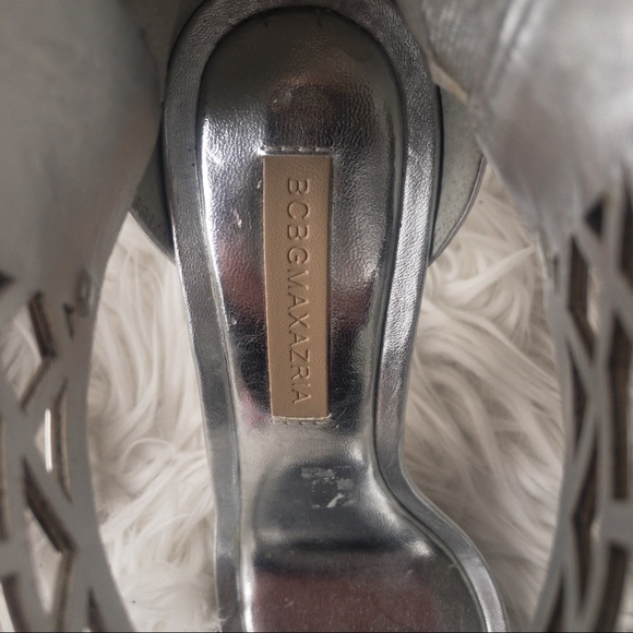 BCBG MAXAZRIA Silver Shoes with Ankle Cuff Detail Women Size 6.5 - Picture 7 of 15